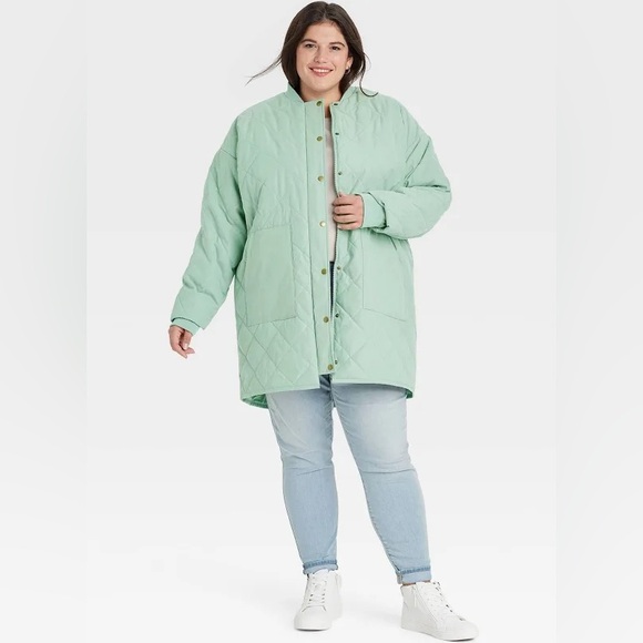 NWT Universal Thread Quilted Coat Green Plus Size - Picture 1 of 4